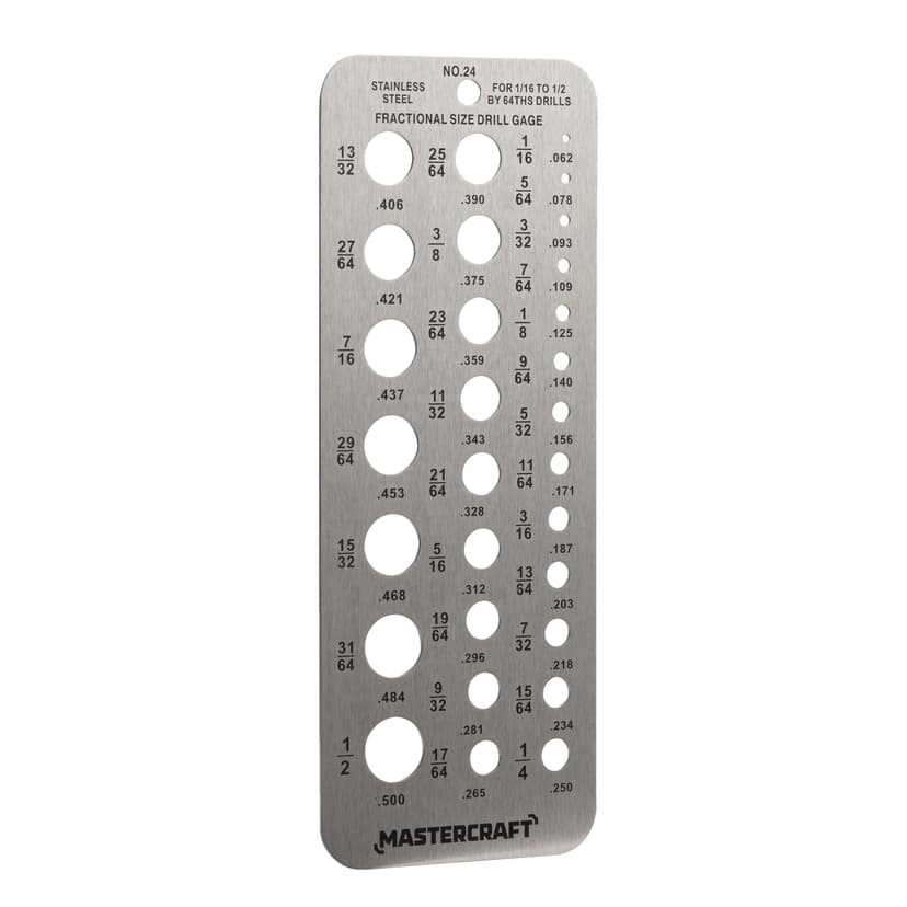 Mastercraft Hobby Drill Gauge for 1/16 to 1/2 by 64ths Drills, Easy-to-Read Etched Markings