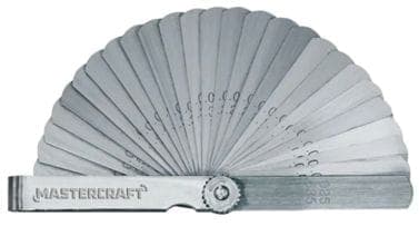 Mastercraft 26 Leaf Feeler Gauge, Imperial with Metric Equivalents, Chrome Plated, 3-in
