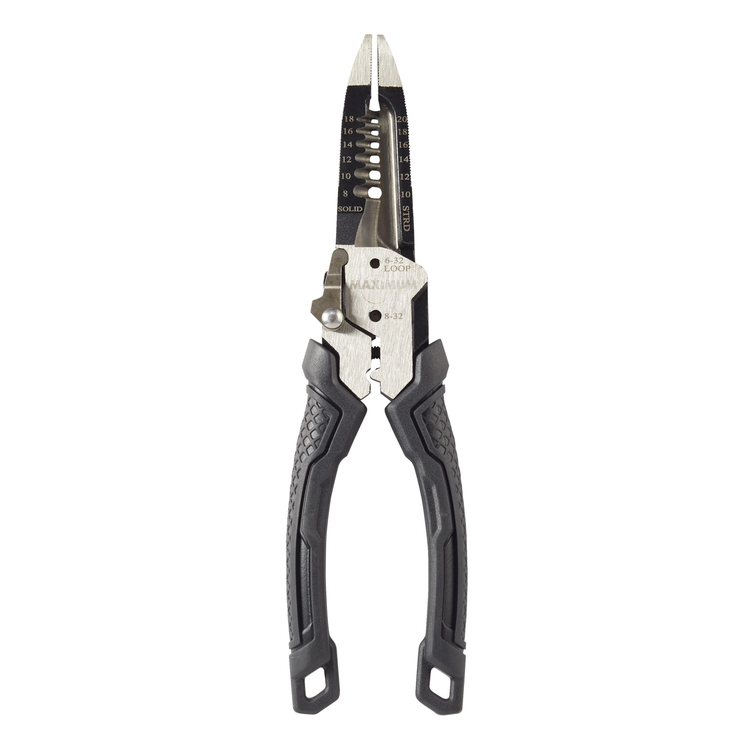 MAXIMUM 6-in-1 Wire Stripper, 8-18 Gauge, #6 and #8 Bolts, Comfort Grip Handles, Rust Resistant