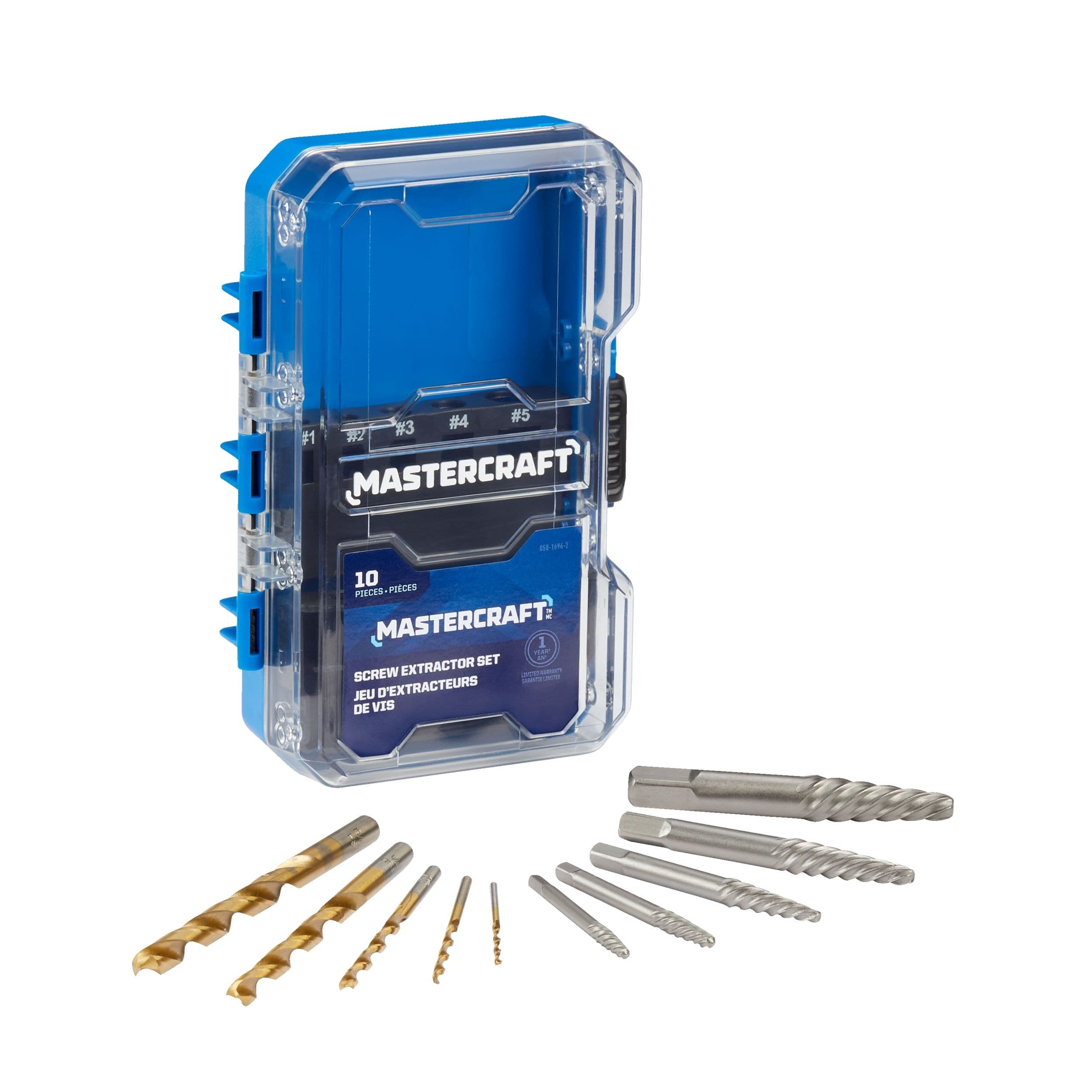 Mastercraft Screw Extractor & Drill Bit Set with Heavy Duty Carrying Case, 10-pc