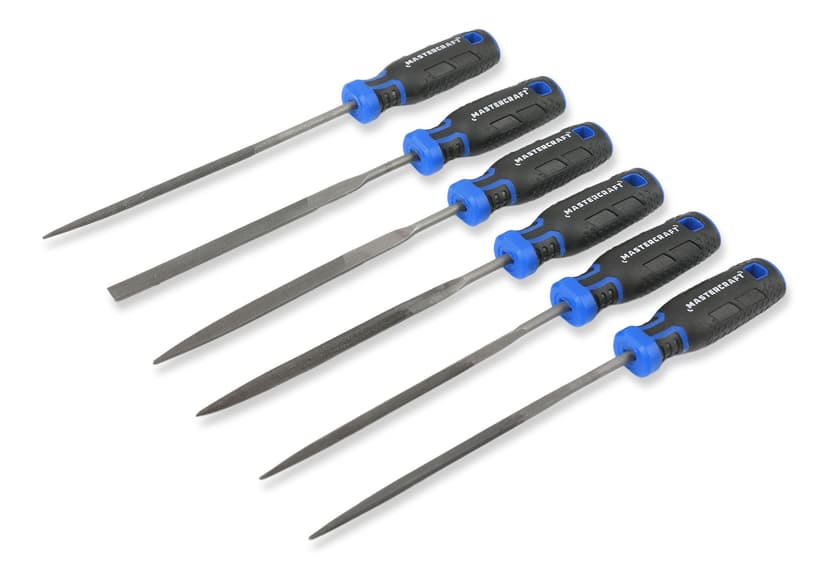 Mastercraft Needle File Set with Organizer Box, Premium Rubber Grip, High Carbon Steel, 6-pc