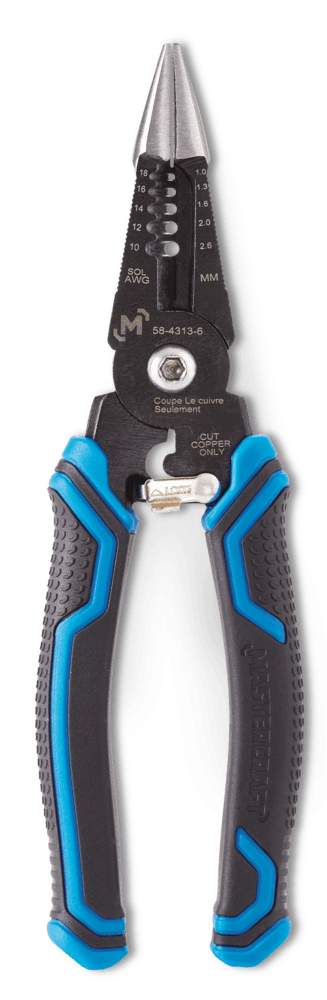 Mastercraft 5-in-1 Forged Wire Stripper, Cutting, Reaming and Crimping, 10-20 Gauge, 8-in (20.3 cm)