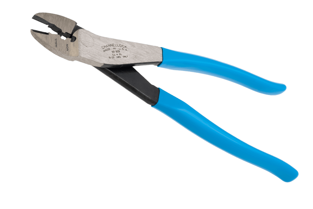 CHANNELLOCK® 909 Crimping Tool Pliers with Cutter, 10-22 Gauge, Forged High Carbon Steel, 9.5-in (24.1 cm)