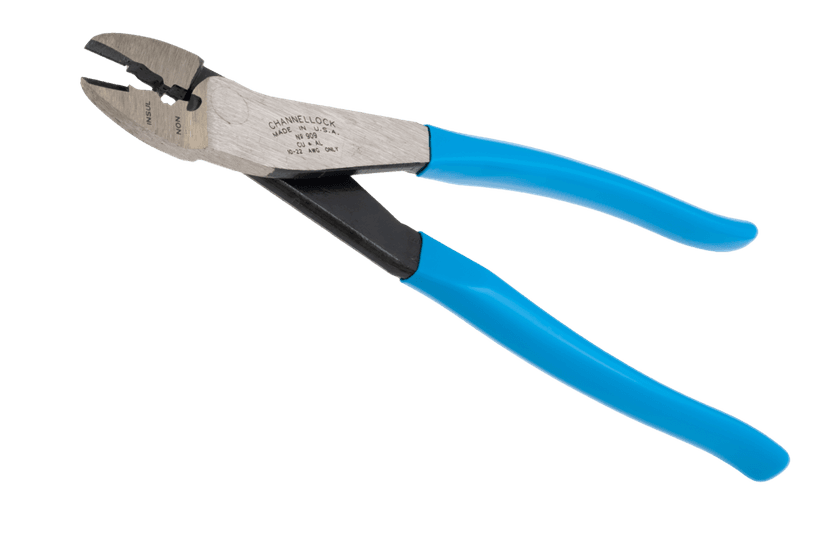 CHANNELLOCK® 909 Crimping Tool Pliers with Cutter, 10-22 Gauge, Forged High Carbon Steel, 9.5-in (24.1 cm)