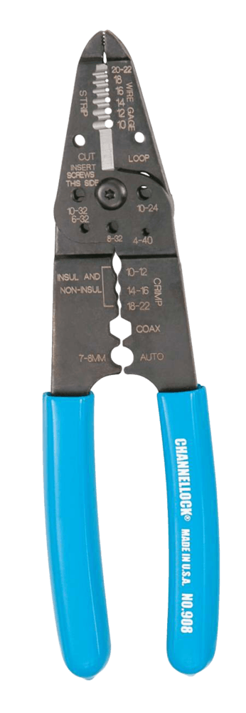 Channellock® 908 10-22 Gauge Wire Stripper, High Carbon Steel, 8-1/4-in (20.95 cm)