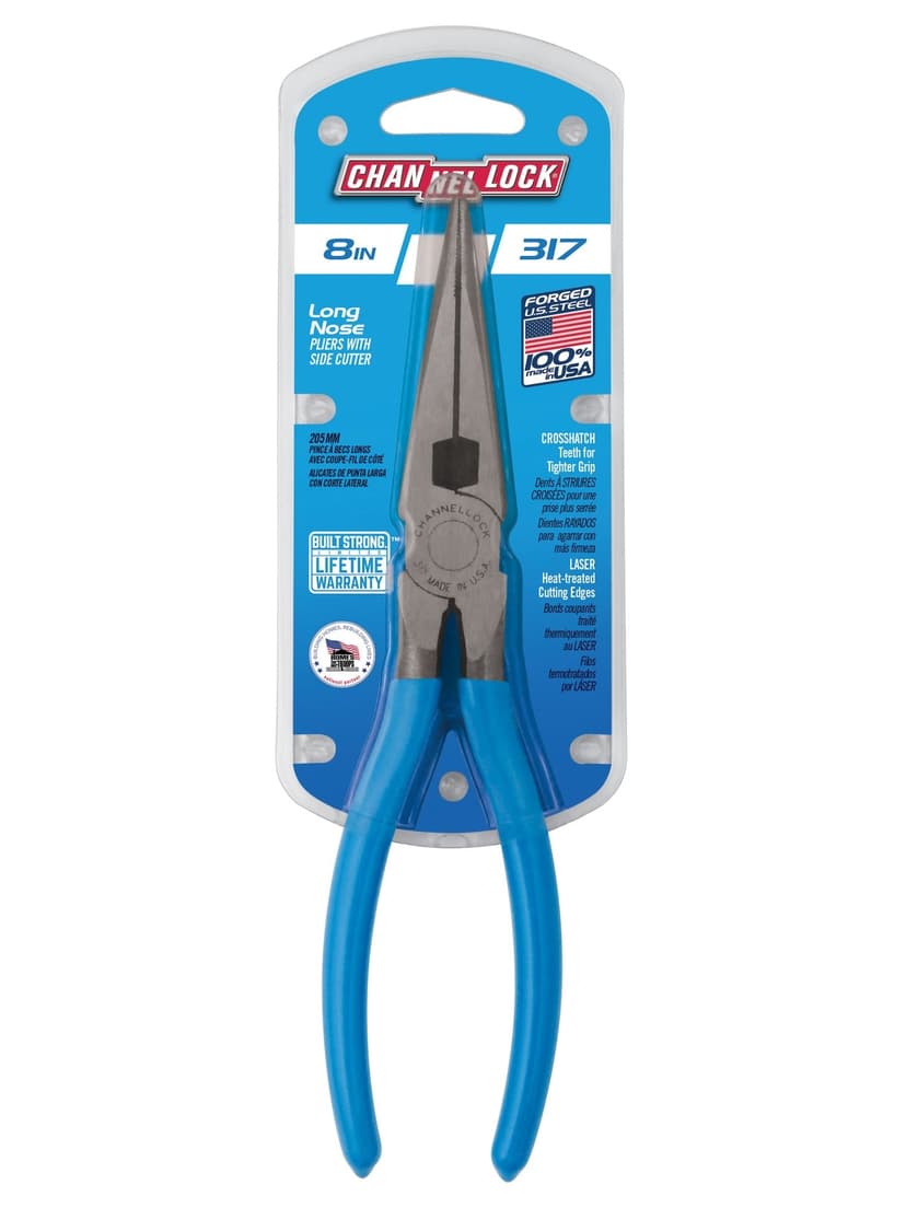 Channellock® 317 Long Nose Pliers with Side Cutter, 8-in