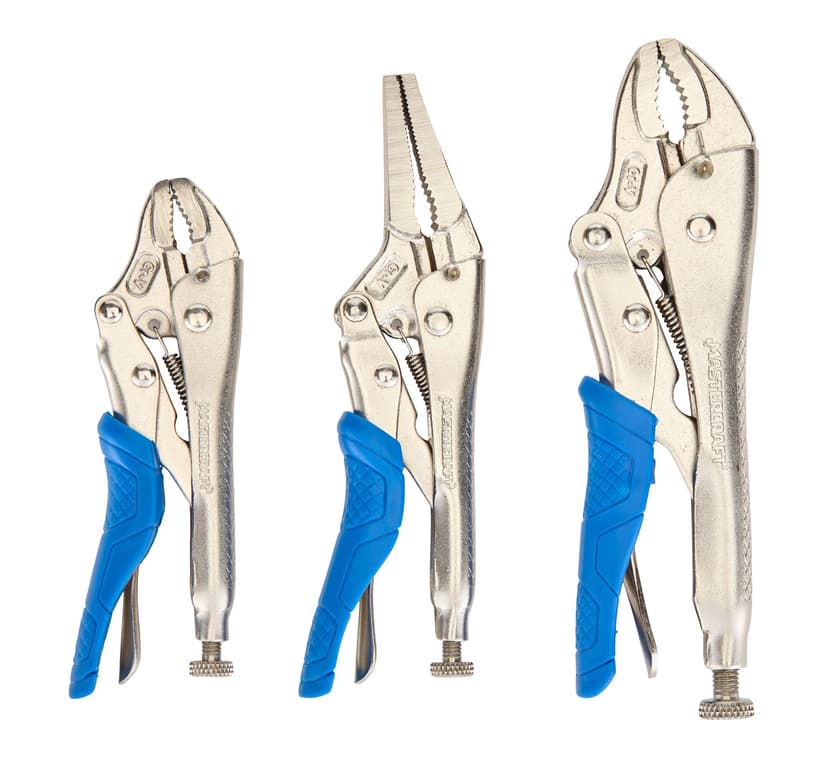 Mastercraft Locking Pliers Set, Wire Cutting Edge, Chrome-Vanadium Steel, 3-pc
