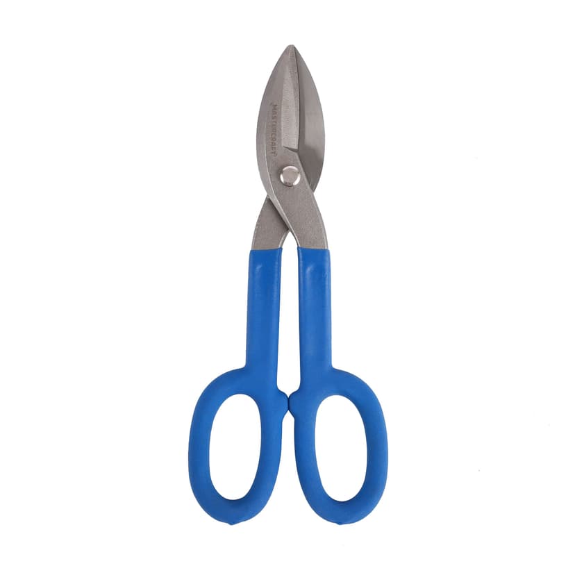 Mastercraft Straight Cut Tin Snips, Cushion Handle, Compact Design, 10-in