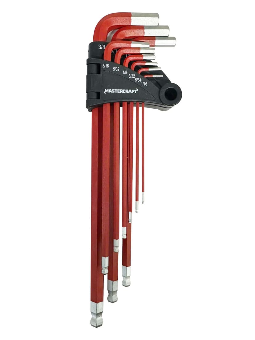 Mastercraft Extra Long Ball End Hex Key Set, SAE, 9-pc