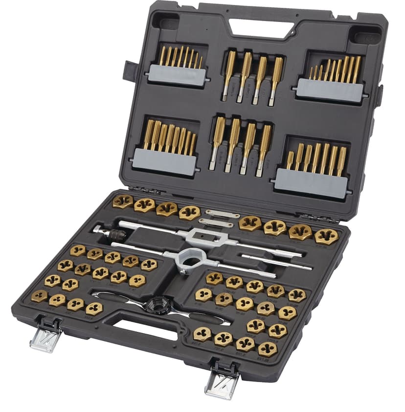 MAXIMUM Tap & Die Set with Case, Titanium Coated, SAE/Metric, Carbon Steel, 86-pc