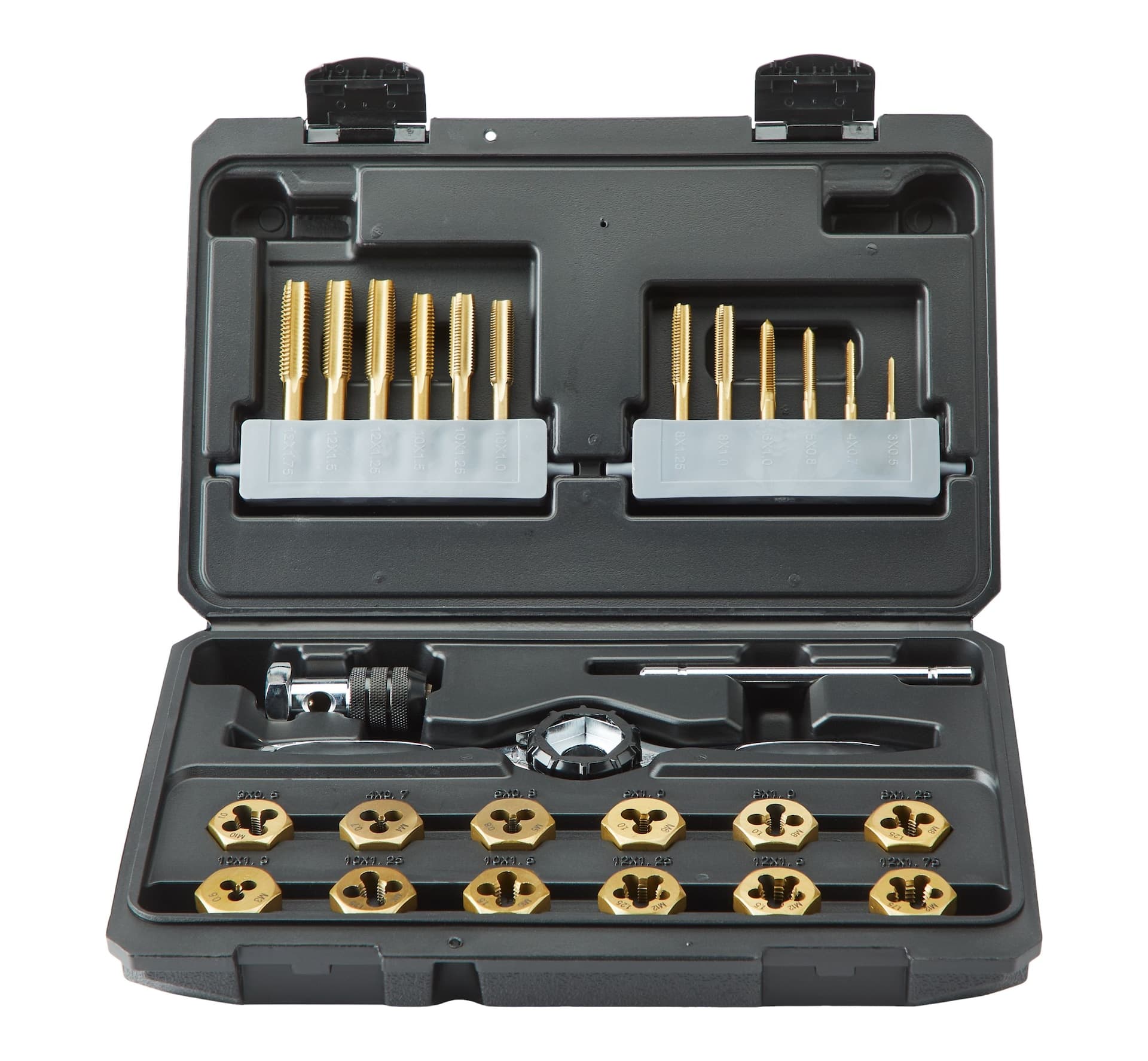 MAXIMUM Tap & Die Set, Metric, Titanium Coated, Alloy Steel, 26-pc