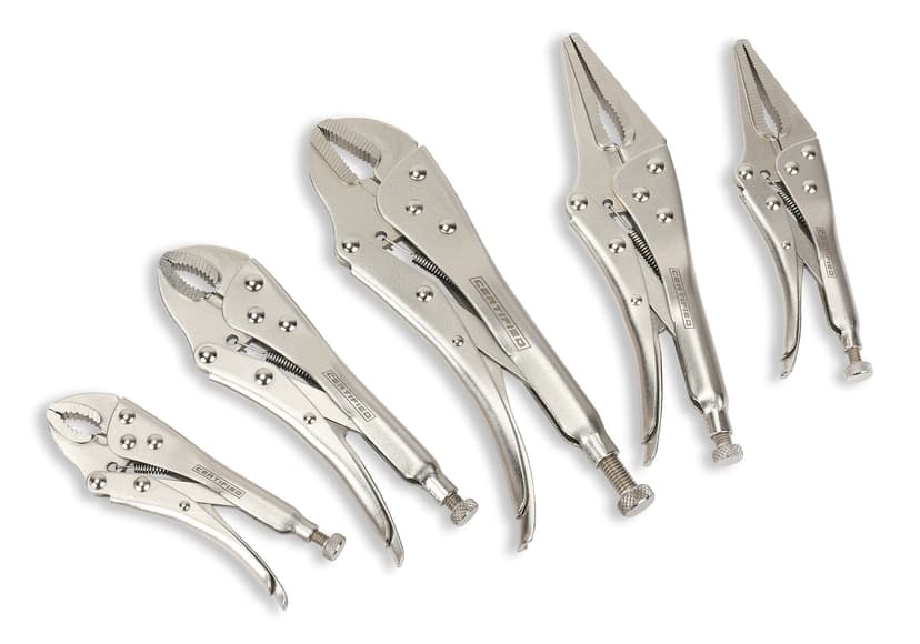Certified Locking Pliers Set, High Carbon Steel Handles with Nickel-Plated Finish, 5-pc