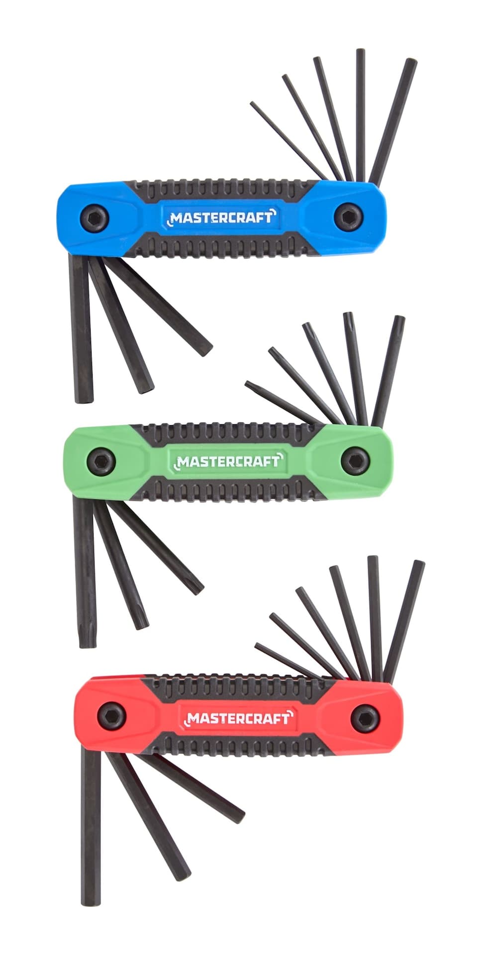Mastercraft Folding Hex Key Set, Rust-Resistant, Cr-V Steel, 3-pk