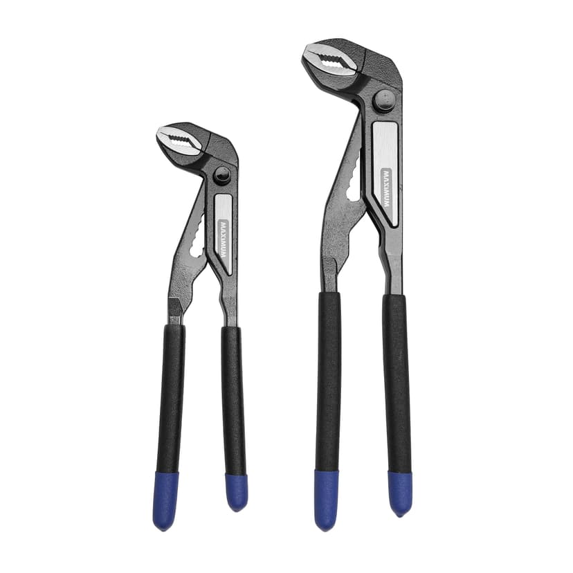 MAXIMUM Push Button Tongue & Groove Pliers Set, High-Quality Forged Tool Steel, Colour Coded Tips, 2-pk