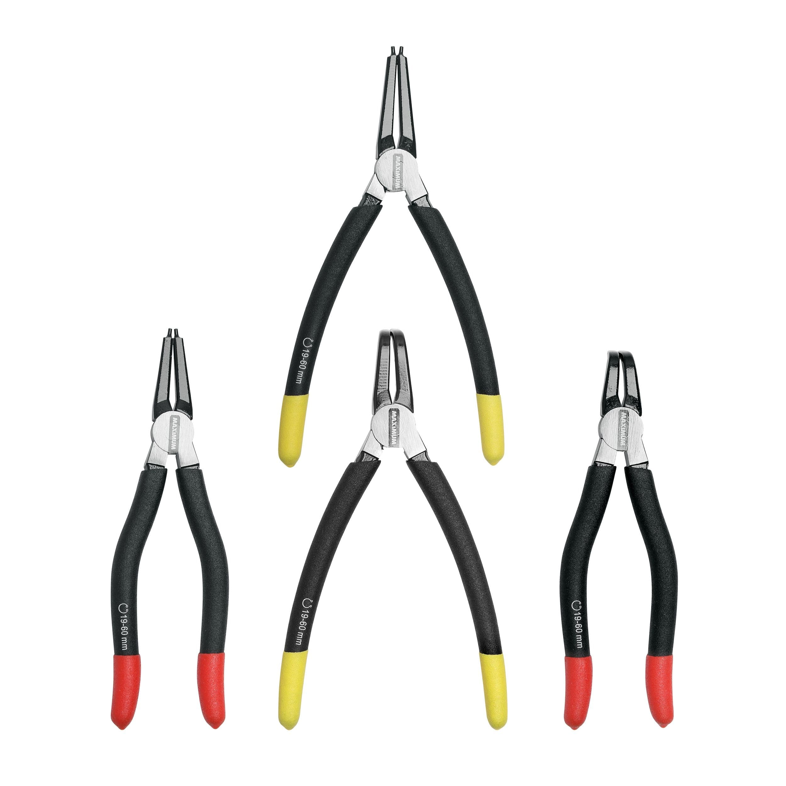 MAXIMUM Snap Ring Pliers Set, High-Quality Forged Tool Steel, Soft Vinyl Grip, Colour Coded Tips, 4-pc