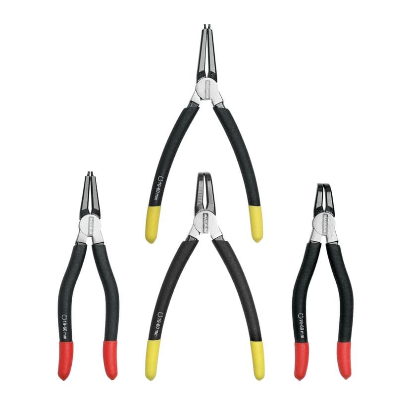 MAXIMUM Snap Ring Pliers Set, High-Quality Forged Tool Steel, Soft Vinyl Grip, Colour Coded Tips, 4-pc