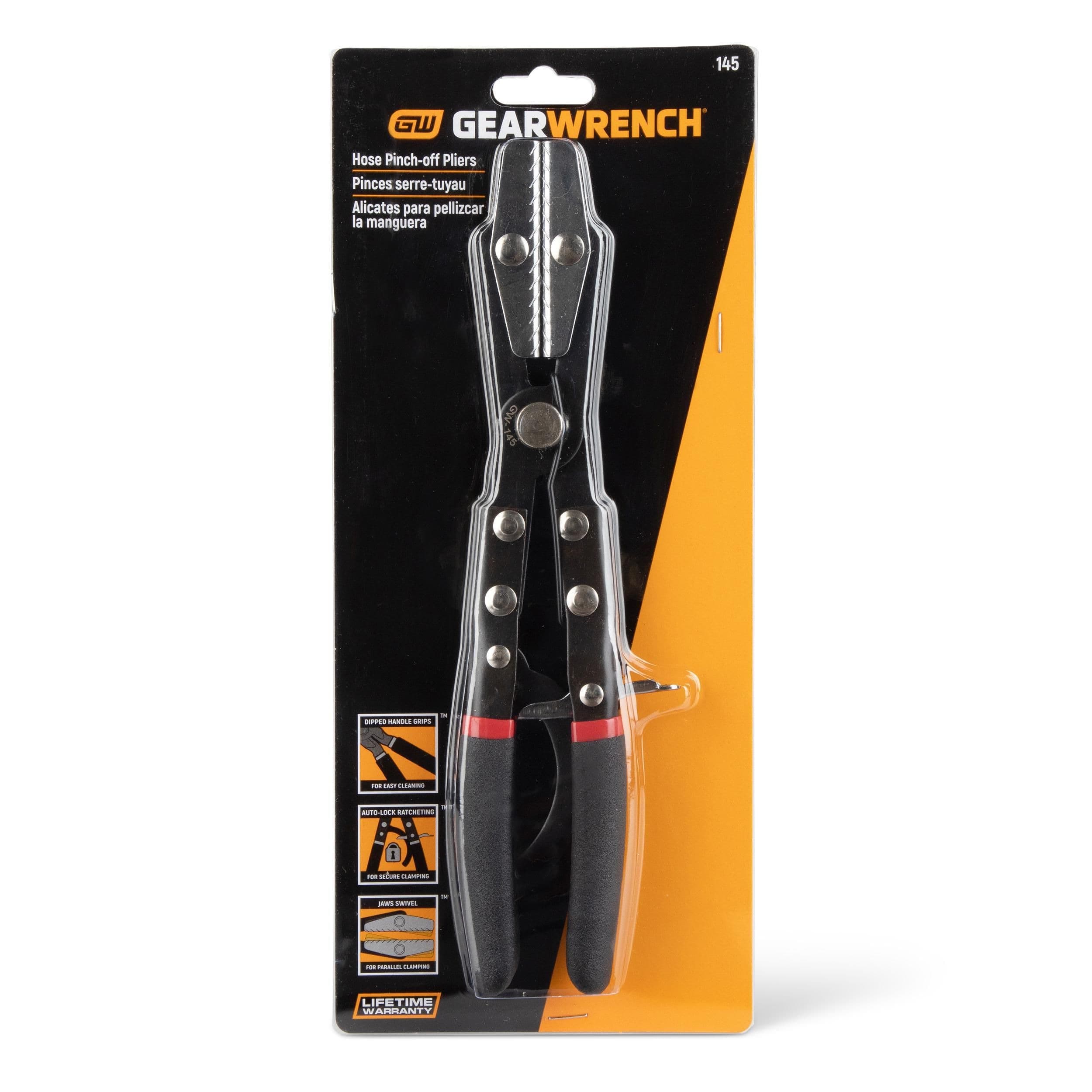 GearWrench 145 Automatic Locking Ratcheting Hose Pinch Off Pliers, Ergonomic Comfort Grip Handles