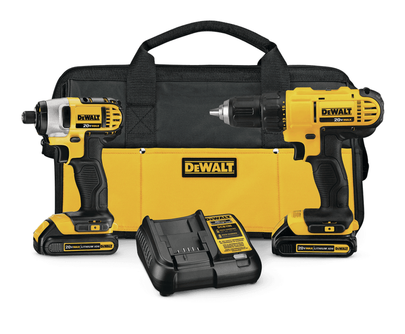 DEWALT DCK240C2 20V MAX Cordless Drill/Driver, Impact Driver, Battery & Charger Combo Kit