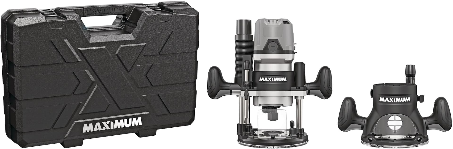 MAXIMUM 14A Variable Speed 2-1/2 HP Corded Combination Plunge & Fixed Base Router with Case