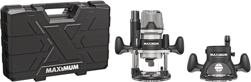 MAXIMUM 14A Variable Speed 2-1/2 HP Corded Combination Plunge & Fixed Base Router with Case