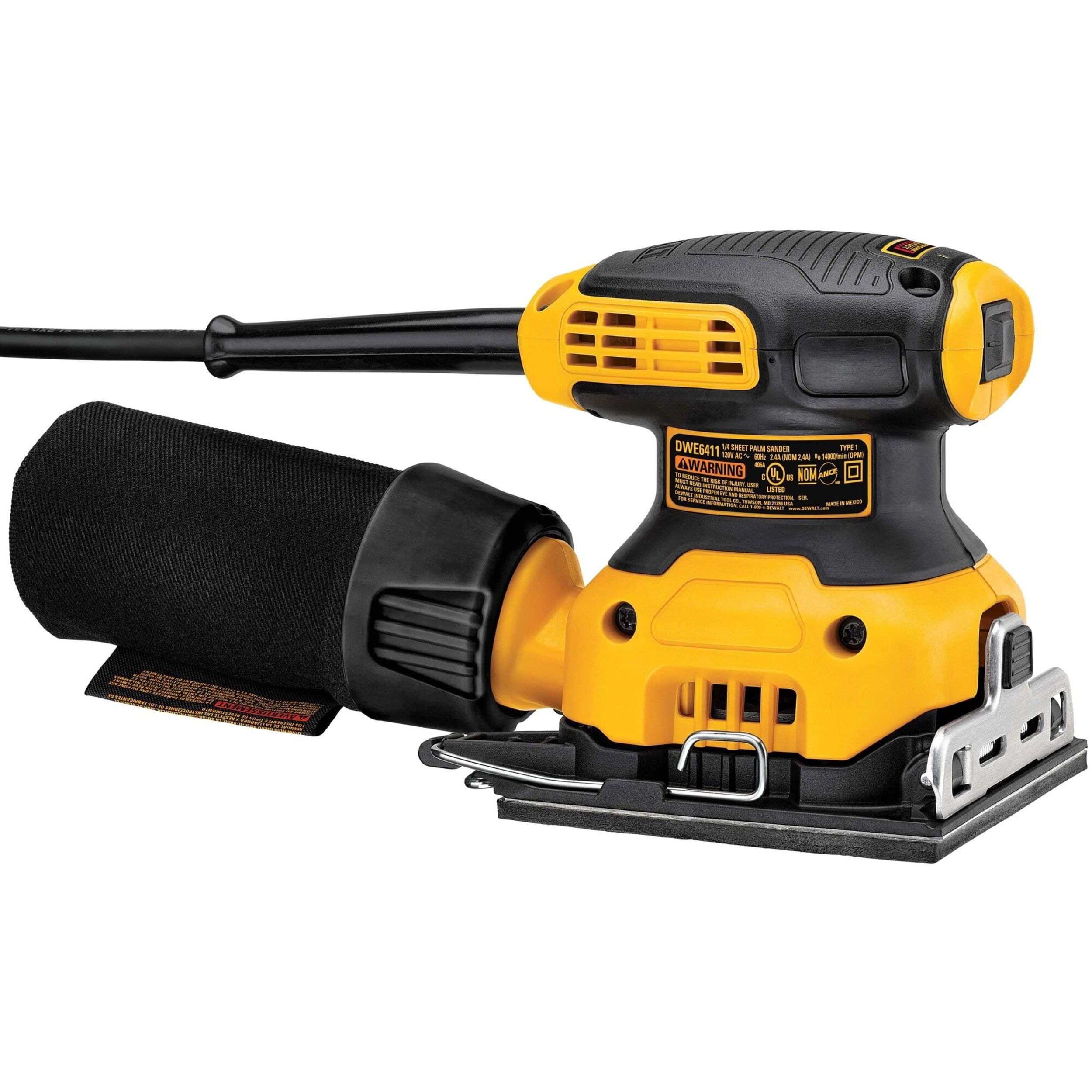 DEWALT DWE6411 2.3A Corded Palm Grip Sheet Sander with Dust Port/Vacuum Adaptor, 1/4-in