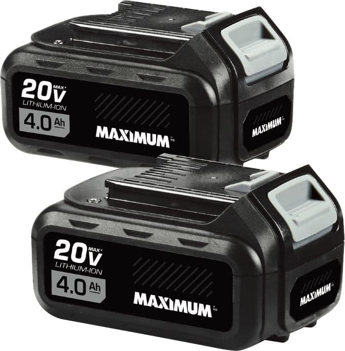 MAXIMUM 20V Max Lithium-Ion Compact 4.0Ah Battery Pack For Cordless Power Tools, 2-pk