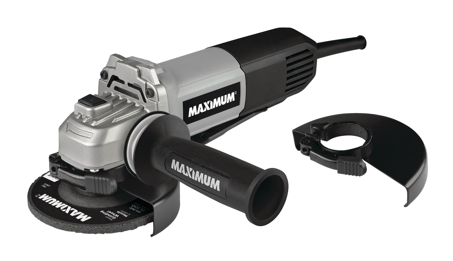 MAXIMUM 8A Corded Angle Grinder with Auxiliary Handle, Wheel Guards & Case, 4-1/2-in & 5-in
