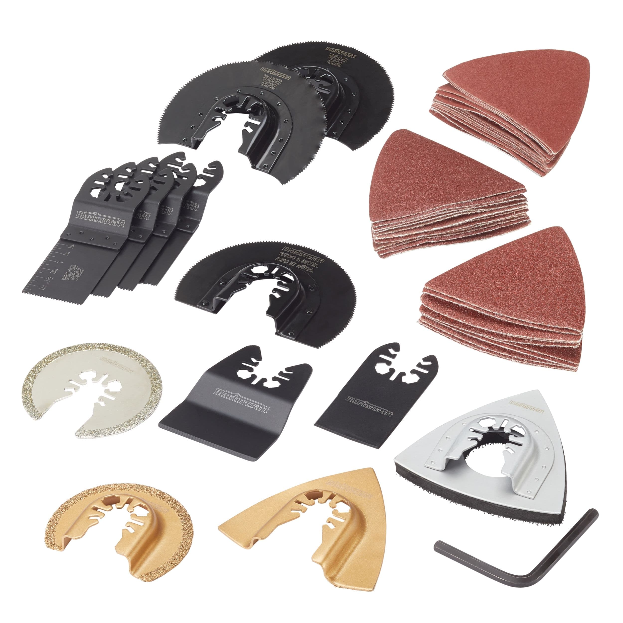 Mastercraft Oscillating Multi Tool Universal Accessory Set for Cutting & Sanding, 50-pk