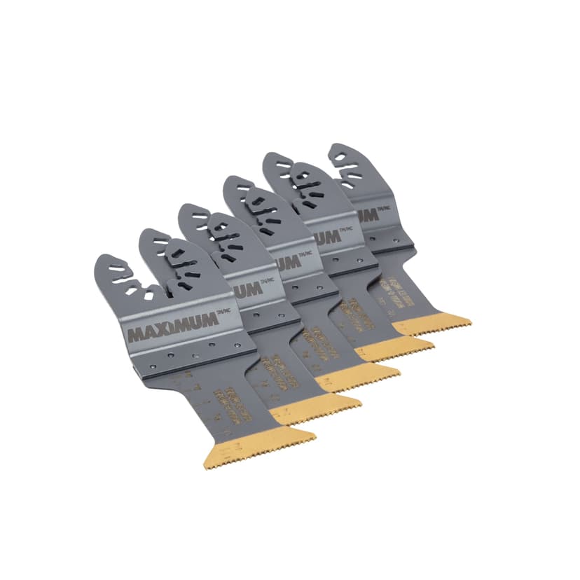 MAXIMUM Oscillating Multi-Tool Titanium Bi-Metal Wood & Metal Wide Flush Cut Blades, 1-1/4-in, 5-pk