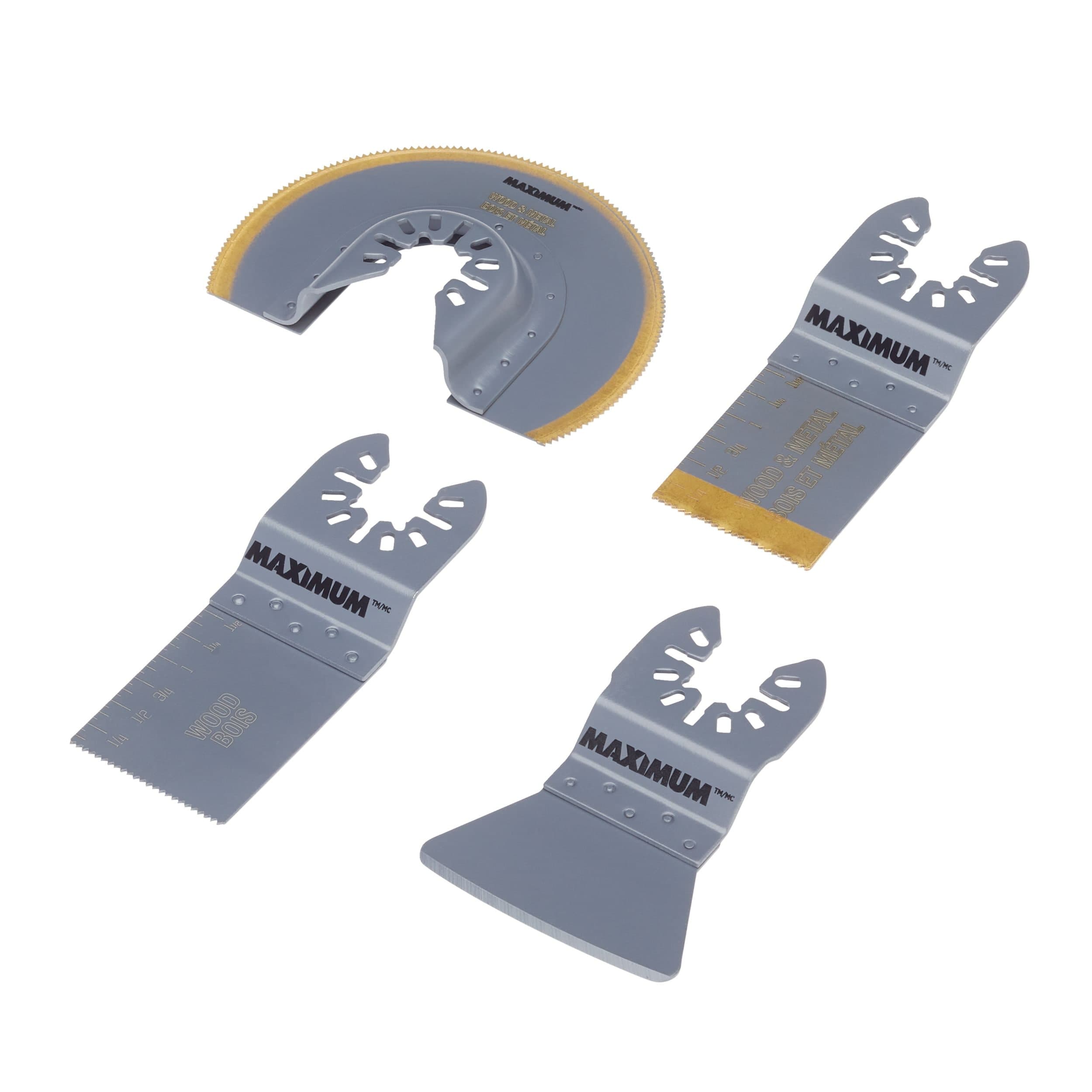 MAXIMUM Oscillating Multi-Tool Floor Fitting Set with Wood/Drywall/Metal Blades & Scraper, 4-pc