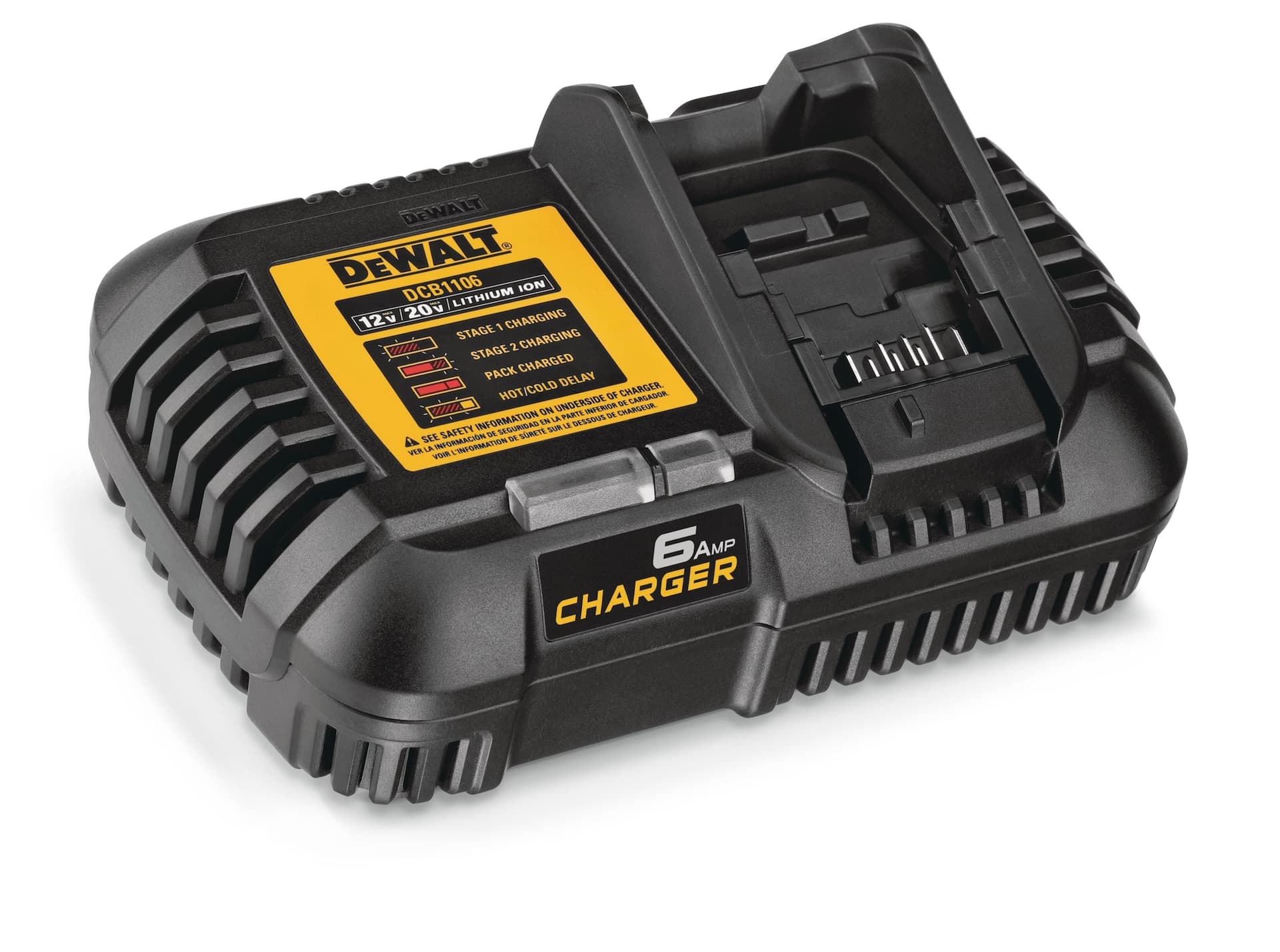 DEWALT DCB1106 12V/20V MAX Lithium-Ion 6A Battery Charger with LED Charge Indicator
