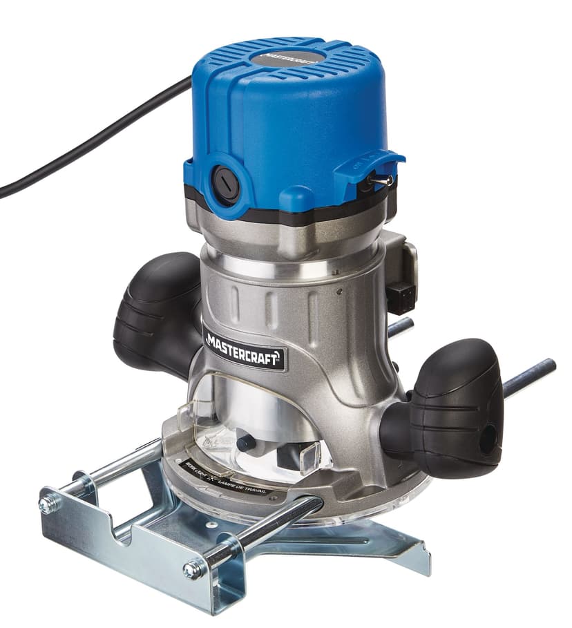 Mastercraft 9.5A Single Speed 1-3/4 HP Corded Fixed Base Router with Built-in LED Light