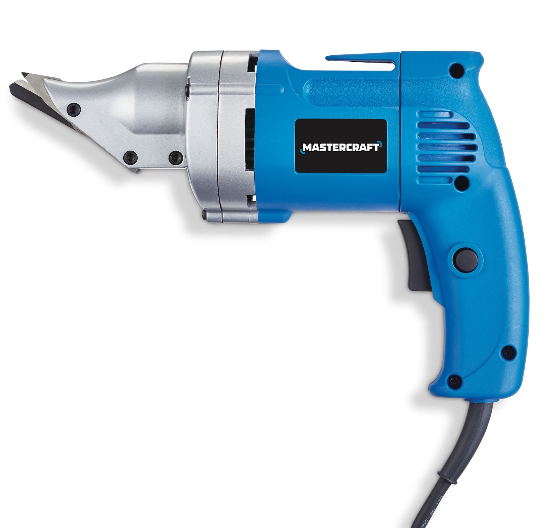 Mastercraft 4A 20-Gauge Electric Metal Shears with Variable Speed Swivel Head & Belt Clip
