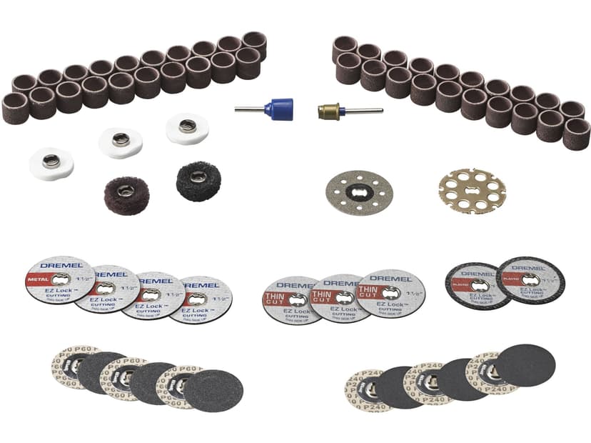 Dremel EZ725 All-Purpose Accessory Kit with Mandrels & Storage Case For Rotary Tool, 70-pc