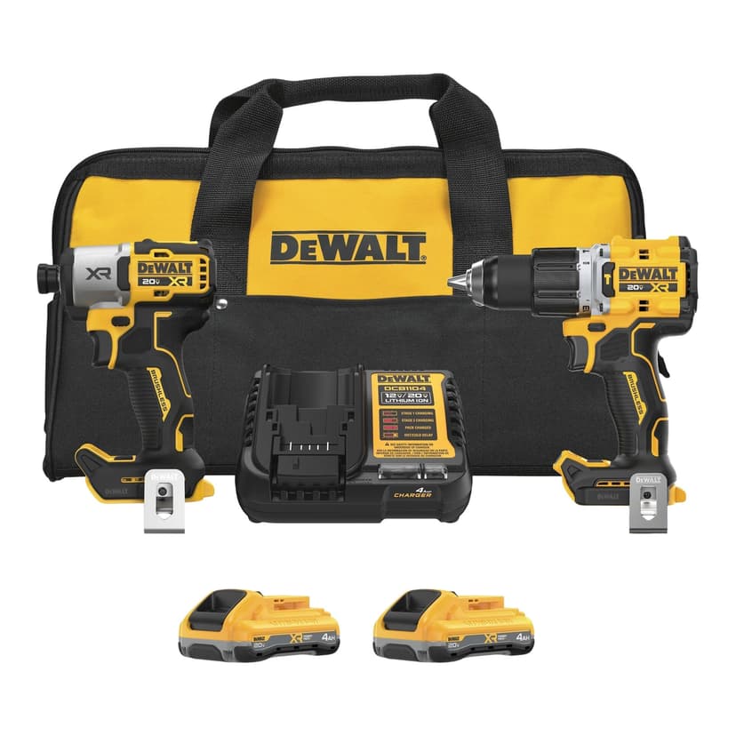DEWALT 20V MAX XR Brushless Cordless Hammer Drill/Impact 2-Tool Combo Kit with 2 POWERPACK 4Ah Batteries