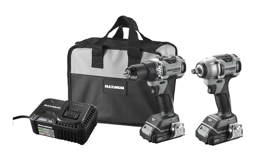 MAXIMUM 20V Brushless 1/2-in Drill and 1/2-in Impact Wrench Kit