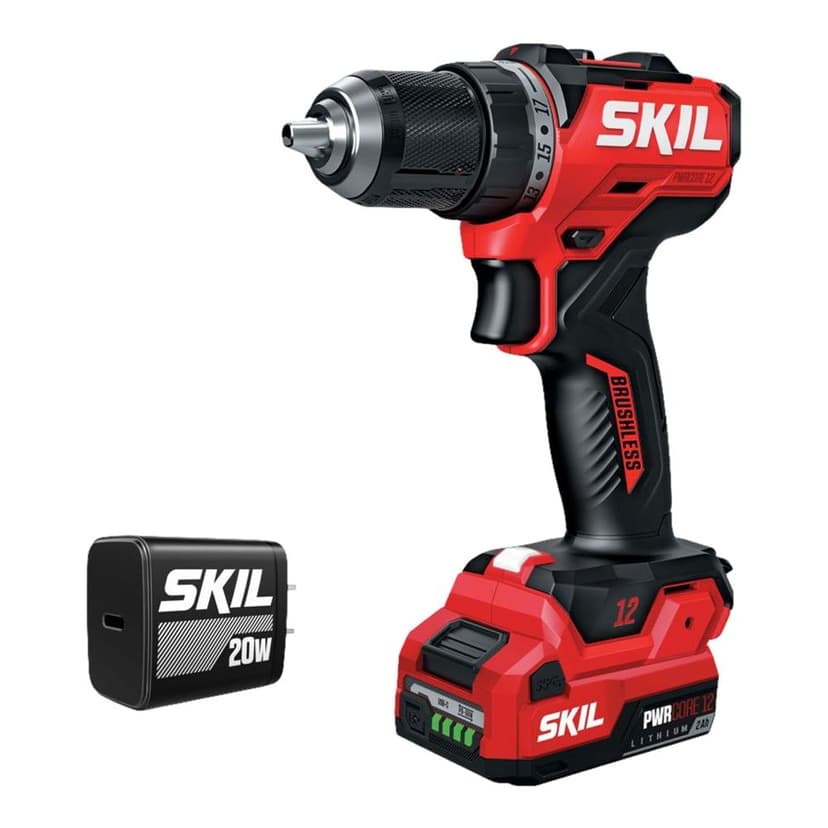 SKIL 12V Brushless 1/2-in. Compact Drill/Driver with 2.0Ah USB-C Port Battery and 20W PD Charger (DL6290A-11)