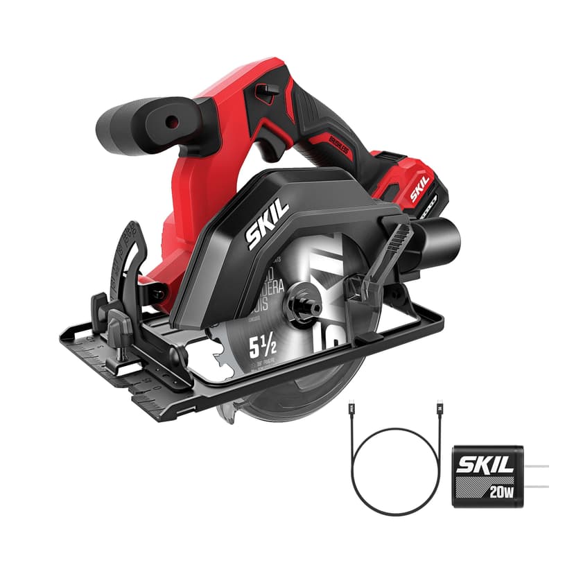 SKIL 5-1/2-in. 12V Brushless Circular Saw Kit with 2.0Ah USB-C Port Battery and 20W PD Charger (CR5418A-11)