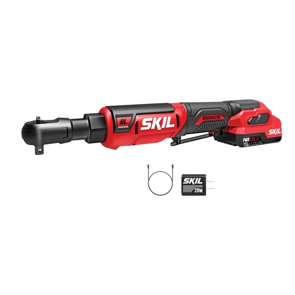 SKIL 12V Brushless 3/8-in. Ratchet Wrench with 2.0Ah USB-C Port Battery and 20W PD Charger (RW5763A-11)