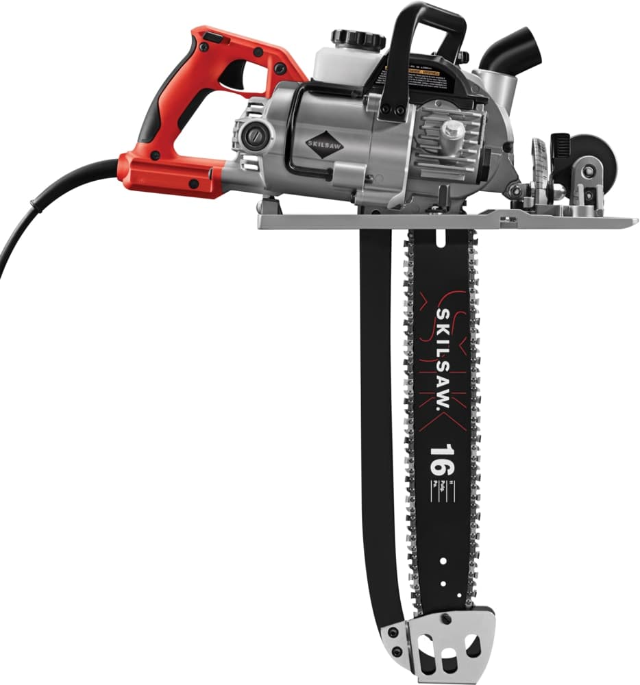 SKILSAW SPT55-11 Sawsquatch 15A Worm Drive Carpentry Chainsaw with E-Brake & Stand, 16-in