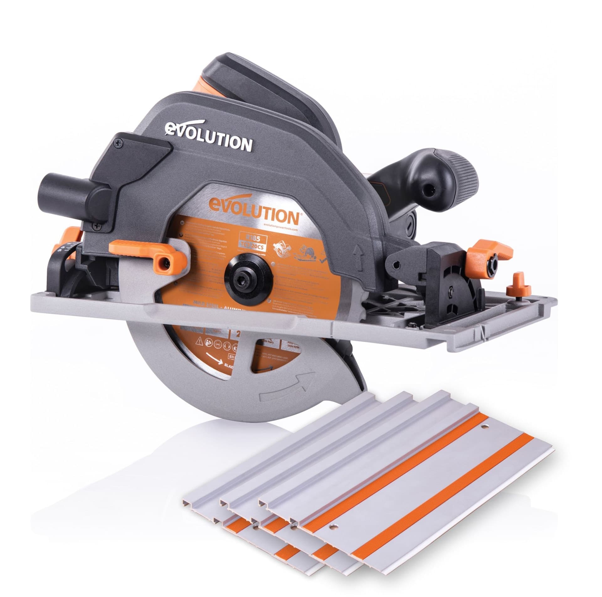 Evolution Power Tools R185CCSX 15A Multi-Material Circular Track Saw Kit with Carbide Blade, 7-1/4-in