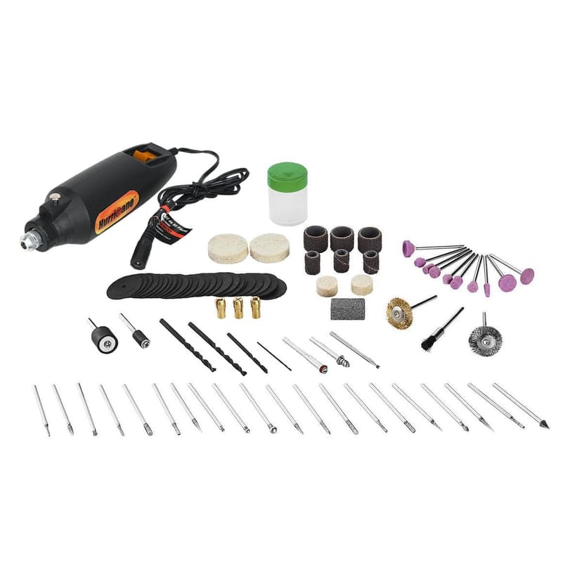 Hurricane 0.7A Corded Rotary Tool Kit with Sanders, Drill Bits, Collets & Mandrels, 80-pc