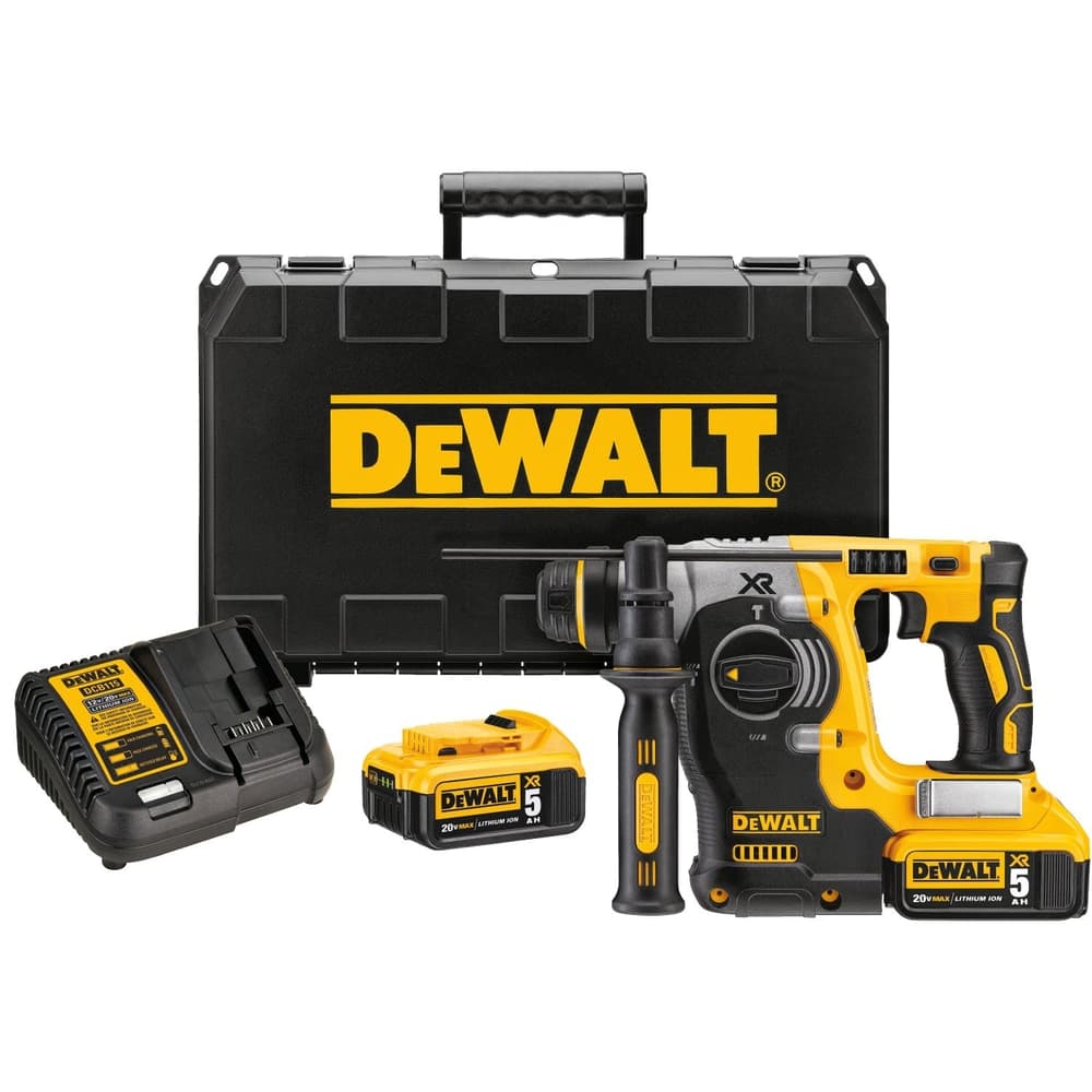 DEWALT DCH273P2 20V MAX XR 3-Mode SDS+ Rotary Hammer with 20V Max 5.0Ah Batteries & Kit Box
