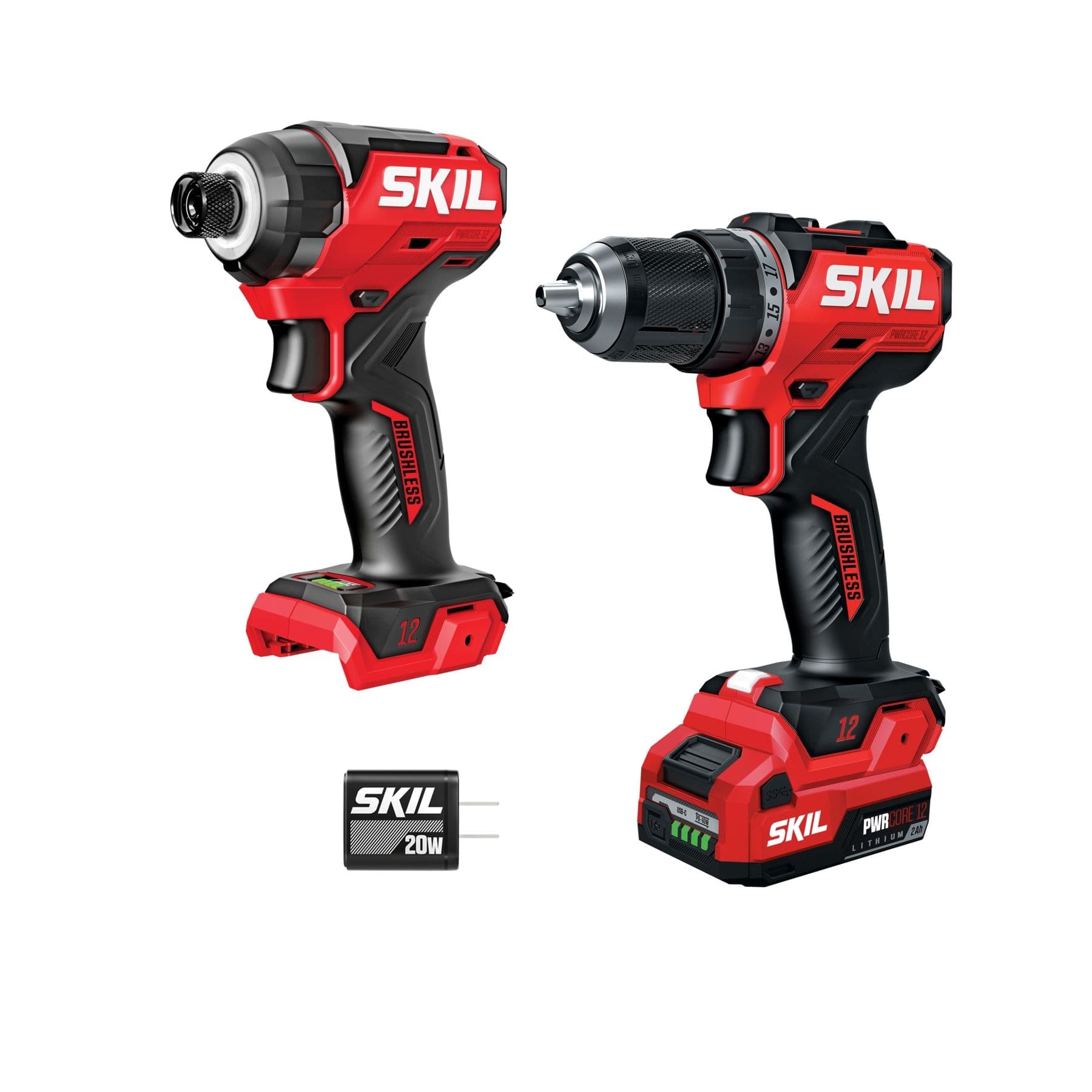SKIL Brushless 12V Drill Driver and Impact Driver Kit