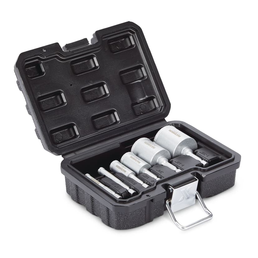 MAXIMUM Diamond Grit Coated Hole Saw Set for Granite, Porcelain, Ceramic, 6-pc