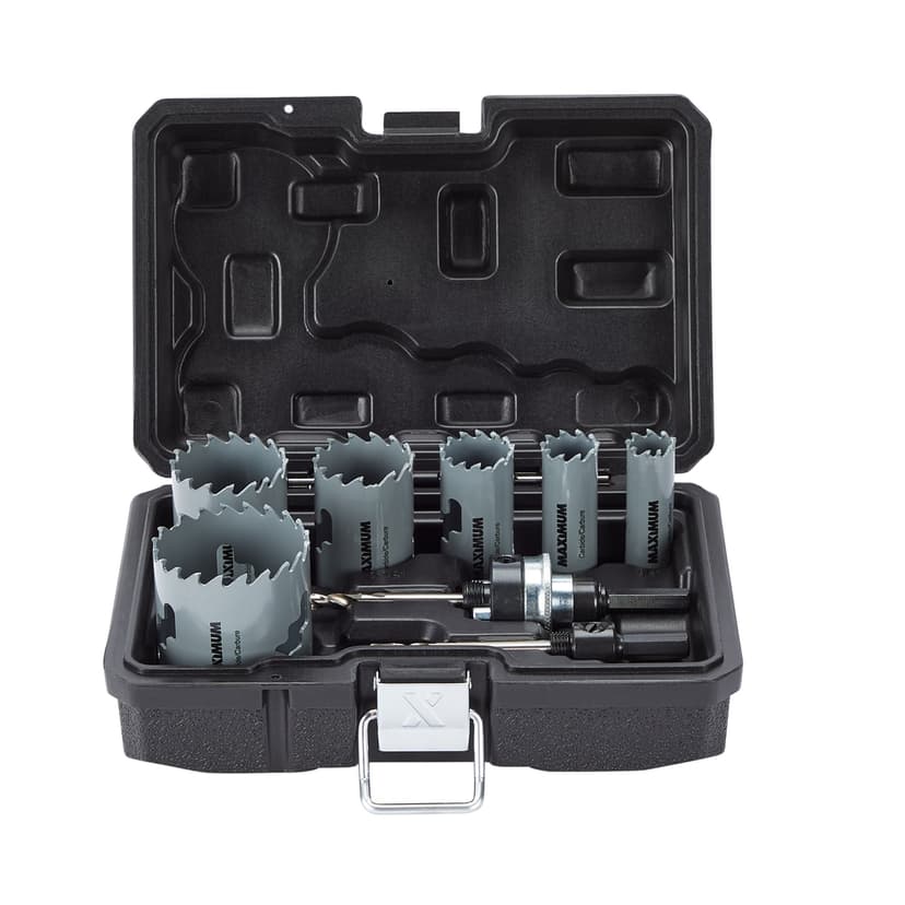 MAXIMUM Carbide Tipped Hole Saw Set for Wood, Metal, Steel, 10-pc