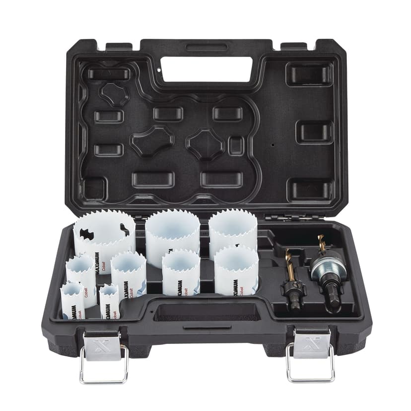 MAXIMUM M42 Bi-Metal Cobalt Hole Saw Set for Wood, Metal, Steel, 13-pc