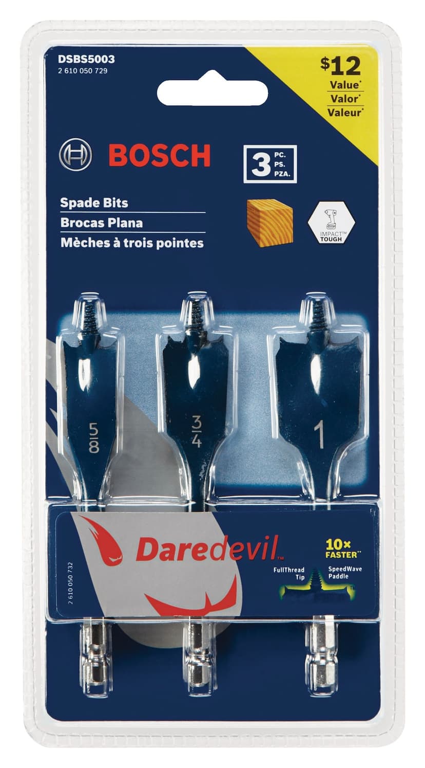 Bosch Daredevil™ Stubby Spade Drill Bit Set for Wood, 3-pc