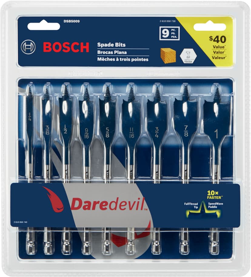 Bosch Daredevil™ Spade Drill Bit Set for Wood, 9-pc