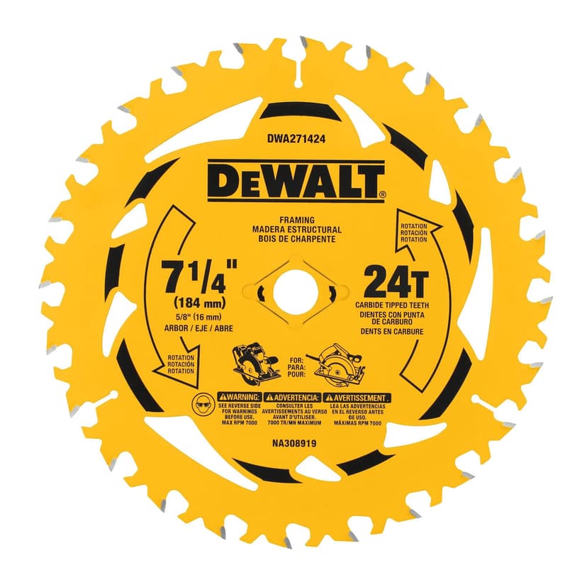 DEWALT DWA271424 Carbide Tipped Circular Saw Blade 7-1/4-in 24T, 2-pk